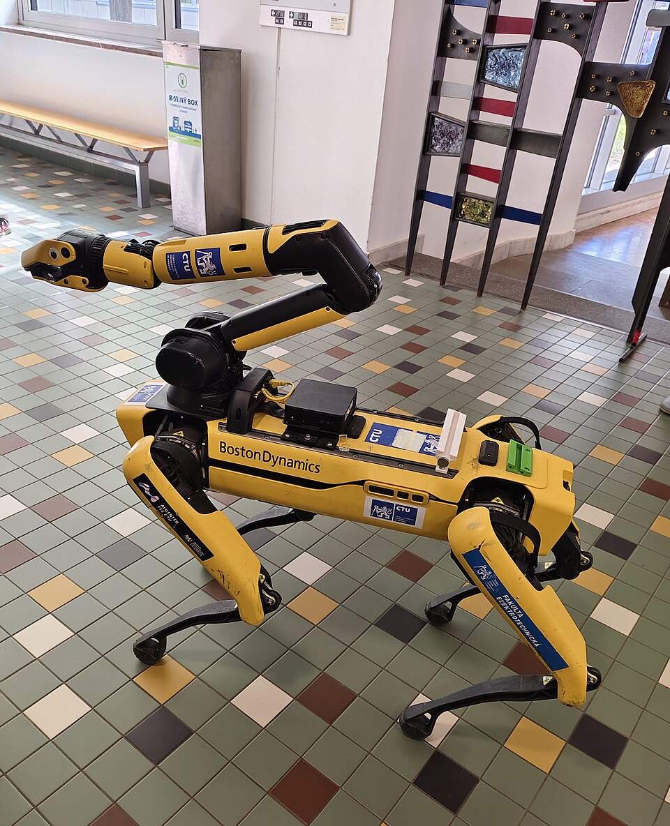 Boston Dynamics Spot quadruped with its robotic arm at Czech Technical University